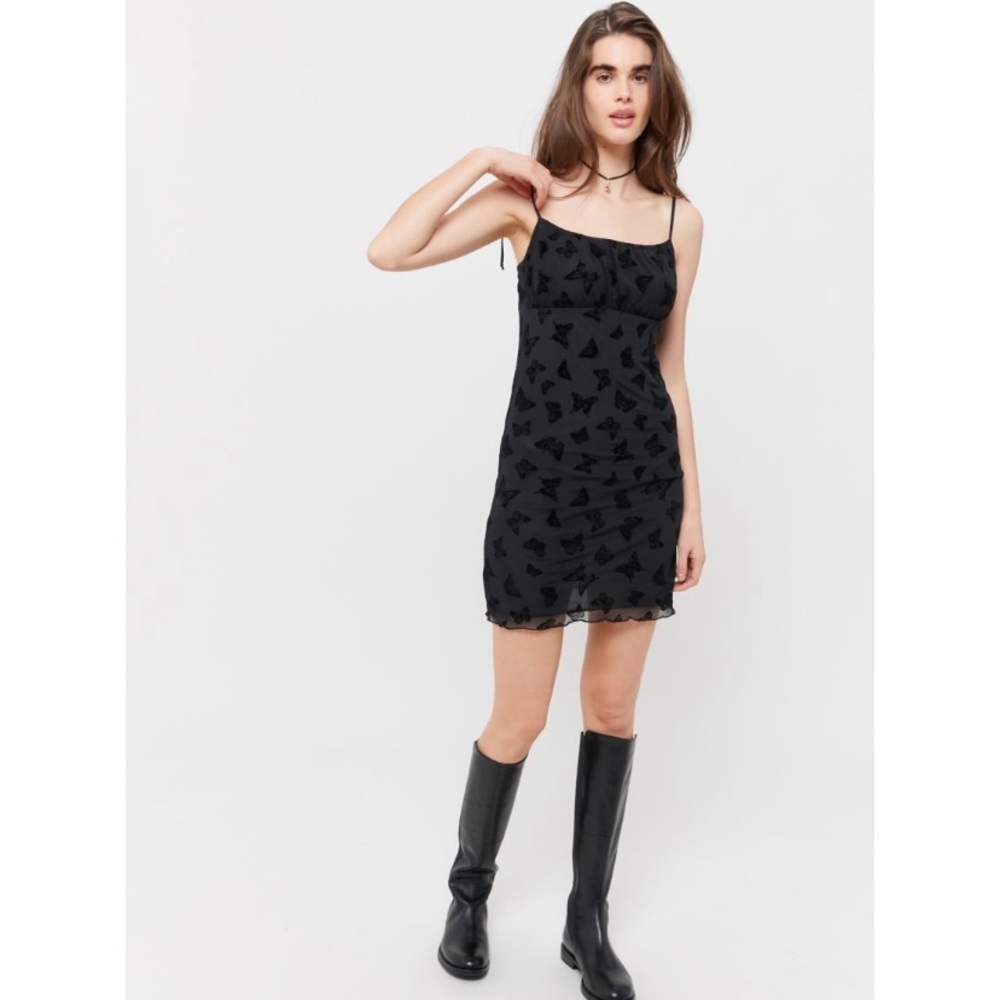urban outfitters black butterfly mini dress